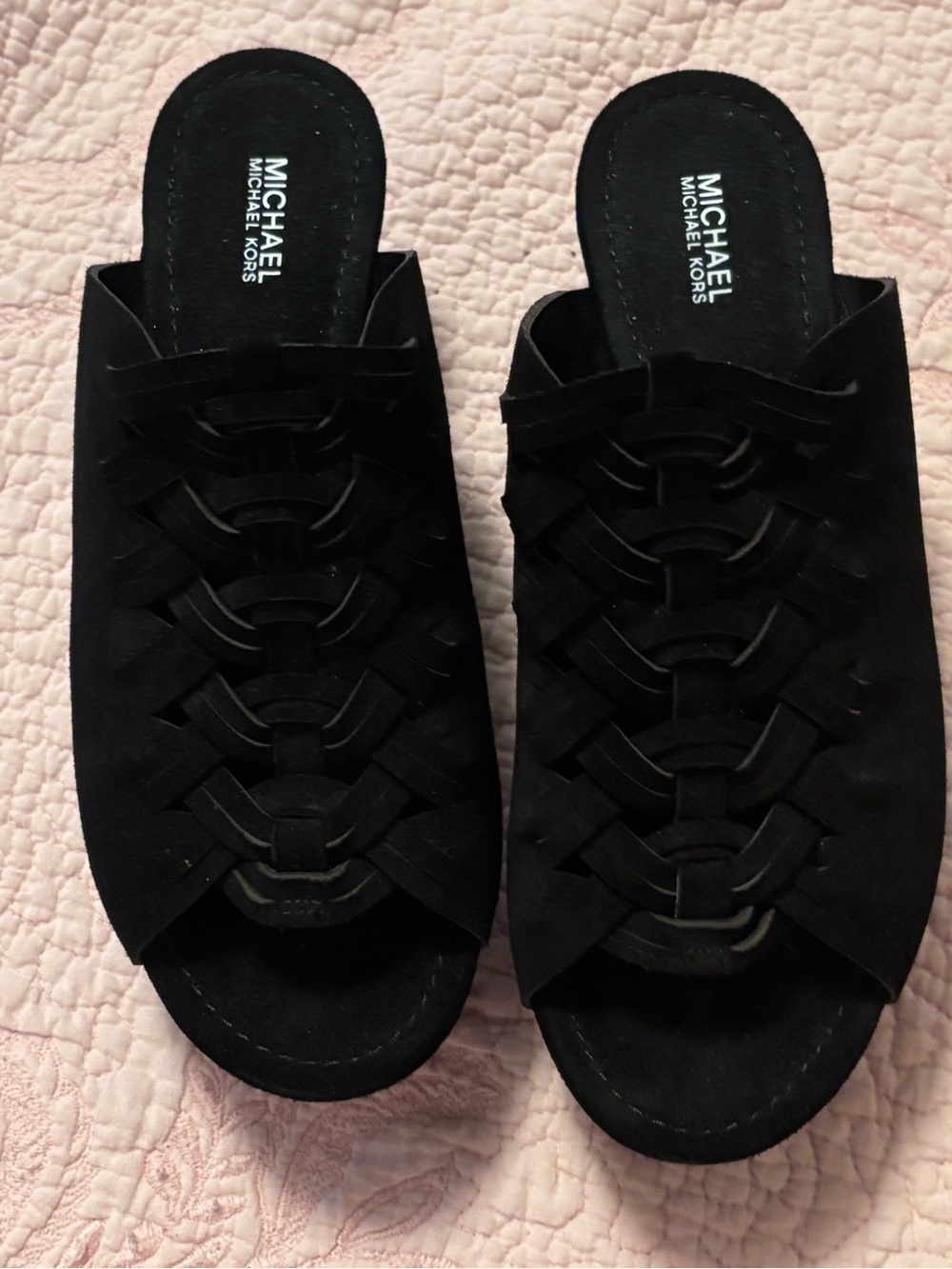 MICHAEL Michael Kors Black Woven Suede Mule Slides